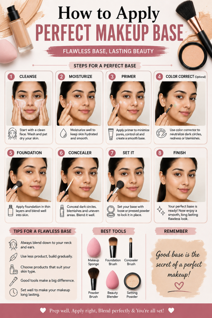 How to apply perfect makeup base