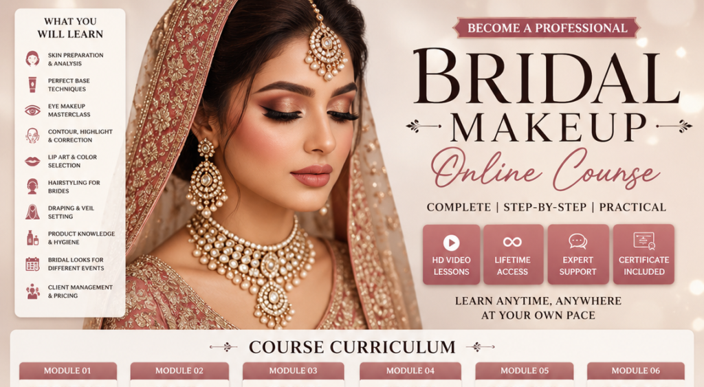 A COMPLETELY BRIDAL MAKEUP ONLINE COURSE